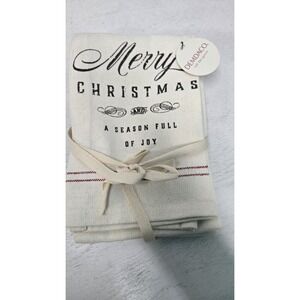 New Merry Christmas Set of 2 Christmas kitchen towels Red & Beige Farmhouse
